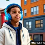 Home 11 드레이크 비하인드 스토리 - A detailed portrait of a young boy in a multicultural Toronto neighborhood, symbolizing Drake’s earl...